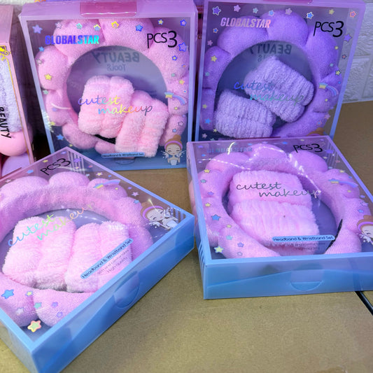 Set skincare ( cerchietto conchiglia + polsini )