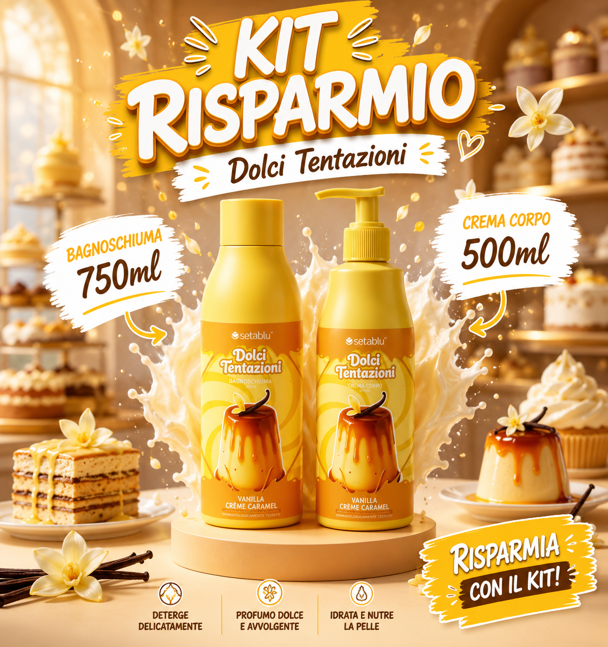Kit seta blu Bagnoschiuma 750ml + Crema corpo 500 ml BIG SIZE