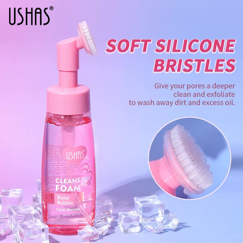 Mousse detergente con setoline in silicone per massaggio viso