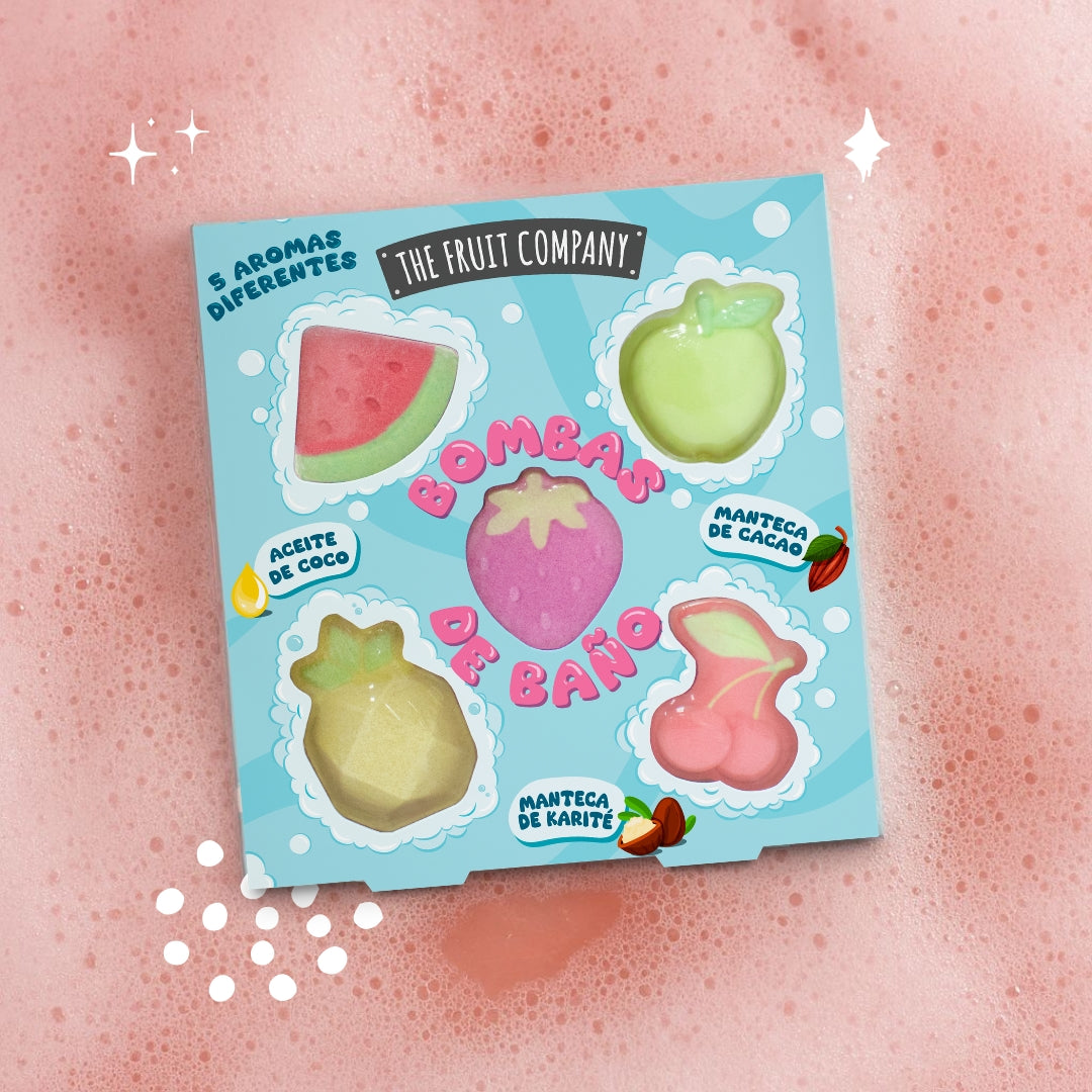Pack 5 bombe da bagno profumose ( Anguria; Mela; Ananas; Fragola; Ciliegia )