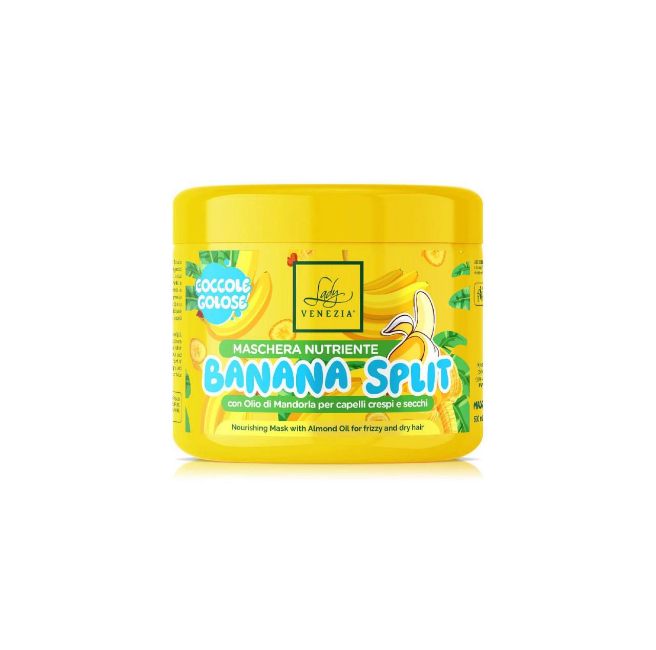 Maschera capelli 500 ml BANANA con olio di mandorla per capelli crespi e secchi